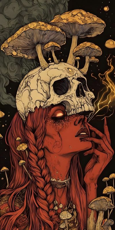 Wallpaper Psicodelico, Surreale Kunst, Witchy Wallpaper, Japon Illustration, Edgy Wallpaper, Abstract Art Wallpaper, Sztuka I Rękodzieło, Dark Art Illustrations, Hippie Art Dope Halloween Psicodelico, Surreale Kunst, Witchy, Japon Illustration, Edgy, Abstract Art, saddle brown