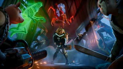 an animated character is surrounded by other characters in a scene from the video game ratchet Fortnite Halloween New Scooby Doo, Relaxing Game, Scary Games, Epic Characters, dark slate gray