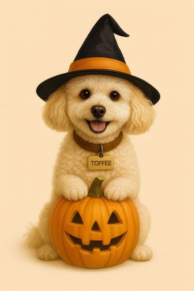 a dog wearing a witches hat sitting on top of a pumpkin Halloween Poodle Digital Art Design, Character Poses, Toy Poodle, Dog Illustration, Dog Stickers, wheat