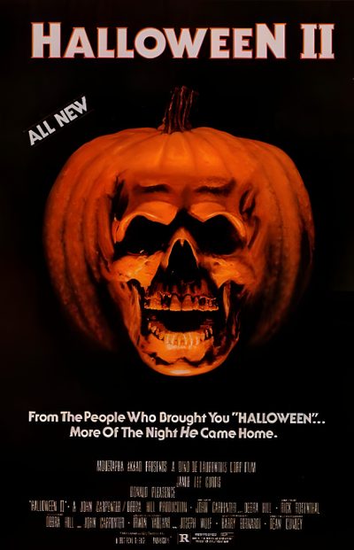a movie poster for halloween ii starring jack - o'- lantern and pumpkins Halloween Ii Halloween 2 Movie Poster, Halloween 2 Movie, Halloween Ii, Halloween 2 1981 Pumpkin, black