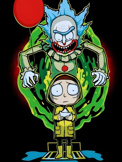 an image of a cartoon character with a balloon in his hand and another person standing next to him Rick And Morty Halloween Victor Corpse Bride, Smartphone Art, Rick And Morty Drawing, black