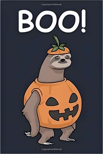 a slotty in a pumpkin costume with the words boo Halloween Sloth Sloth Pumpkin Carving, Sloth Pumpkin Painting, Cute Cartoon Sloth With Orange, dark slate gray
