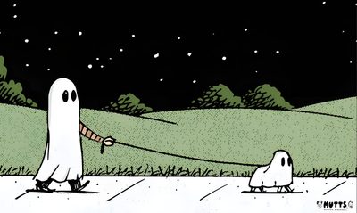 two ghost walking down the street in front of some trees and grass at night with stars above them Funny Halloween Computer Halloween Macbook Aesthetic, Fall Computer Backgrounds, Halloween Desktop, black