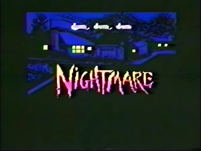 the title for nightmare, an old computer game Vhs Halloween 80s Aesthetic Horror, Scary 80s Aesthetic, Retro Horror Aesthetic, Horror Vhs Aesthetic, black