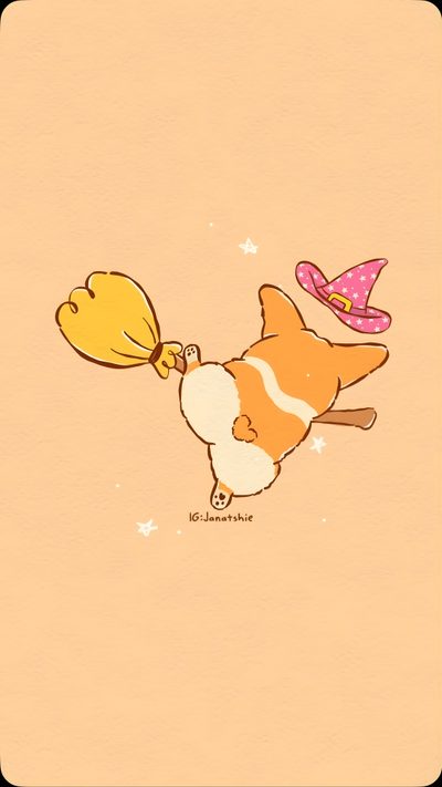 an orange and white cat with a hat on it's head flying through the air Corgi Halloween Corgi Art, Learn To Fly, Halloween Art, Digital Illustration, Witch, Instagram, navajo white
