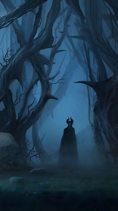 a man standing in the middle of a forest at night with horns on his head Maleficent Halloween Maleficent Cosplay, Beautiful Cinematography, Disney Maleficent, dark slate gray