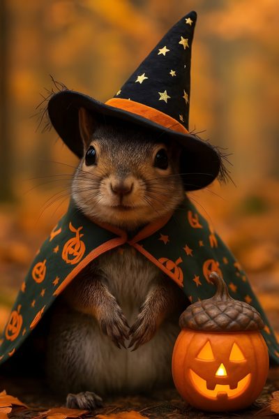 Happy Halloween Animals, Halloween Animal Pictures, Cute Halloween Animal Pictures, Halloween Chipmunks, Squirrel In A Costume, Halloween Squirrel Meme, Witchy Squirrel, Squirrel Dressed Up For Halloween, Squirrel Halloween Wallpaper Squirrel Halloween Happy Halloween Animals, Halloween Animal Pictures, Cute Halloween Animal Pictures, saddle brown