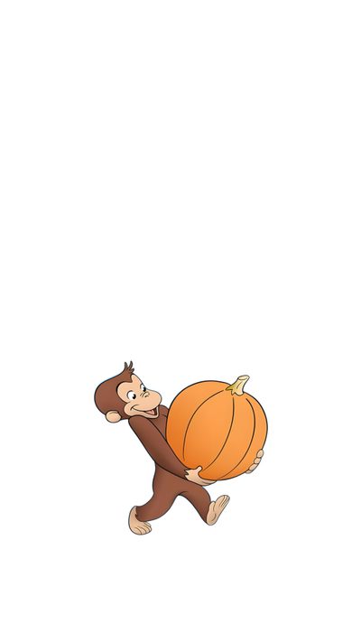 a monkey carrying a basketball on its back Halloween Monkey Curious George Ipad Halloween, Curious George Autumn, Fall Background Curious George, white