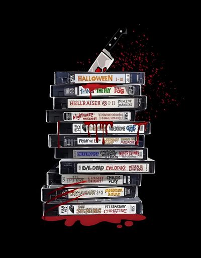a stack of cassettes with blood dripping down the sides and on top of them Vhs Halloween 90s Horror Aesthetic, 80s Horror Movie, 90s Horror, 80s Horror Iphone, Slashers Aesthetic, black
