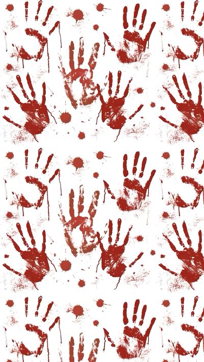 red handprints on white paper with lots of blood Halloween Blood Diy Halloween Party Decorations, Halloween Spooky Decor, Red Blood Print Design, snow