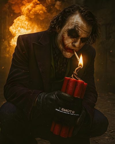 a man dressed as the joker holding a lit candle in front of his face with flames behind him Joker Halloween Best Movie Pictures, Joker Men, Joker Burning Money 4k, Joker Burning Money Hd, black