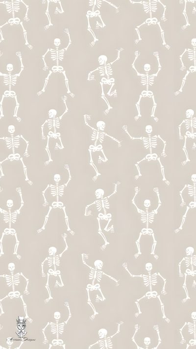 a white skeleton pattern on a gray background Halloween Dance Halloween Decor Ideas, Halloween Skeleton, Neutral Skeleton Design, light gray