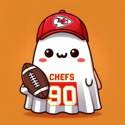 a cartoon character holding a football and wearing a red hat with the number 90 on it Chiefs Halloween Nfl Halloween, Chiefs Pumpkin, Cute Chiefs Background, chocolate