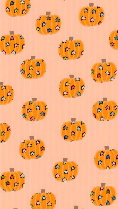 an orange pumpkin pattern with little stars on it Halloween Pumpkins And Stars Scattered Halloween Backgrounds, Cute Pumpkin Cat, Cute Halloween Squishmallow, navajo white