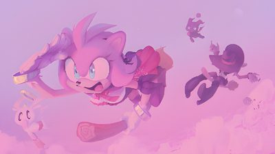 sonic the hedgehog is flying through the air with other characters in the sky behind him Amy Rose Halloween Possessed Amy Fanart, Crazy Amy Fanart, Ghost Amy Rose, Amy Rose The Bat, plum