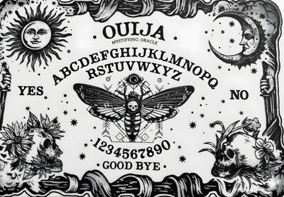 an old fashioned sign with the words ouja written in black and white on it Halloween Ouija Planchette Ouija Board, Fairy Tattoo, Computer Backgrounds, Cute For Phone, light gray