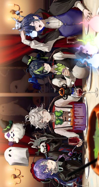 two anime characters standing next to each other Twisted Wonderland Halloween Twisted Wonderland Halloween, Diasomnia Background, Twisted Wonderland Lilia, dim gray