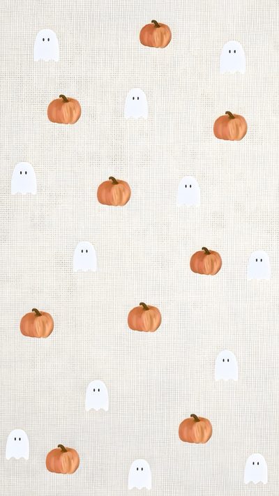 a white background with orange pumpkins and ghost faces Halloween Boo Halloween Orange White Neutral Halloween, Halloween Neutral, White Fall, gainsboro