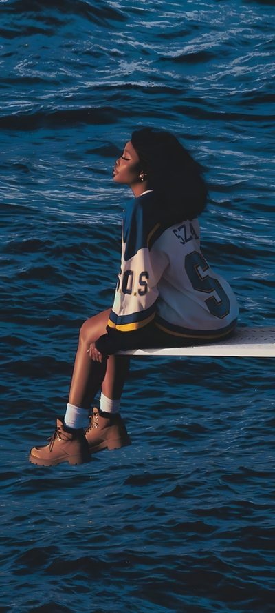 a woman sitting on top of a surfboard in the ocean Sza Halloween Rap, Sza Collage, Celebrity, Rap Musik, Eminem, Music Album, dark slate gray