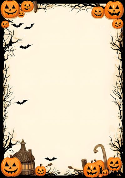 a halloween frame with pumpkins and bats Halloween Birthday Birthday Background, Marcos Halloween, Halloween Invitaciones, Halloween Borders, cornsilk