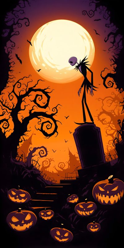a halloween scene with pumpkins and jack - o'- lanterns Halloween Phone Nightmare Before Christmas Halloween Iphone Nightmare Before Christmas, Halloween Nightmare, Halloween The Nightmare Before Christmas Iphone, maroon