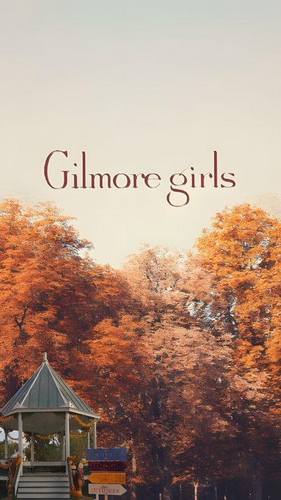 a gazebo surrounded by trees with the words'gilmore girls'written on it Halloween Gilmore Autumn Cozy, Girl Background, Girl, Girl Falling, Iphone Cute, Gilmore Girls, dark salmon