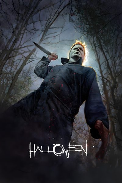 a movie poster for halloween with a man holding a knife in his hand and the words'halloween'on it Halloween 2018 Halloween Michael Myers, Jason Voorhees Movie Poster, Michael Myers Horror, black