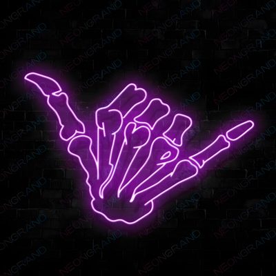 a neon sign that is on the side of a brick wall with purple lights in it Halloween Skeleton Hand Purple Skull Light, Comfortable Bedroom Decor, Neon Wall Signs, Neon Painting, black