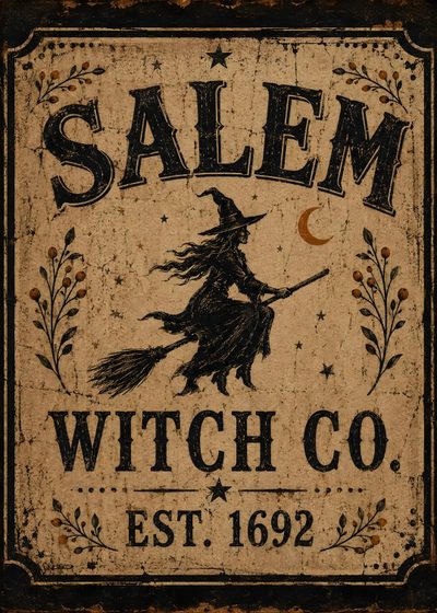the salem witch co sign is on display Salem Halloween Aesthetic Halloween Chalkboard Art, Halloween Chalkboard, Halloween Hocus Pocus, sienna