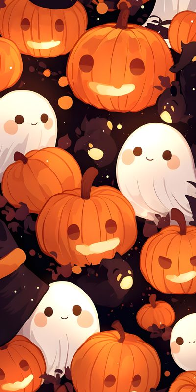 a bunch of pumpkins with faces on them Iphone Kawaii Halloween Pumpkin, Halloween Iphone Backgrounds, Iphone Stills, Cute Iphone Tumblr, chocolate