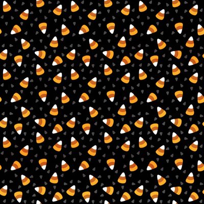 a black background with orange and white hearts Candy Corn Halloween Fall Doodle Black Retro Halloween Fabric, Halloween Checkered Fabric, Orange Halloween Fabric Pattern,