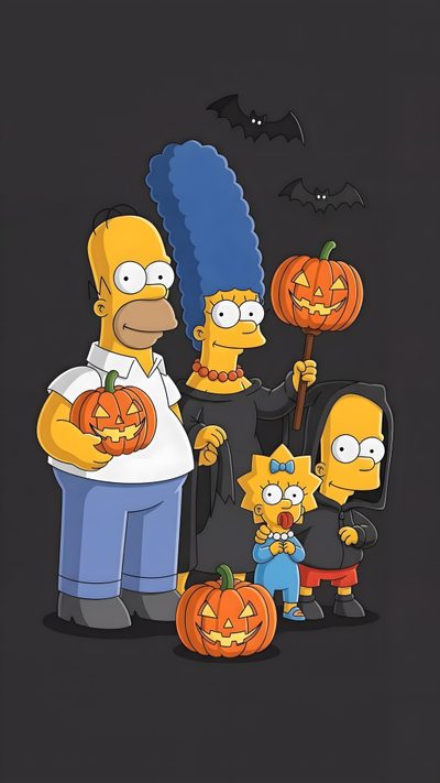 the simpsons family is dressed up as halloween characters Simpsons Halloween 4k Bart Simpson Halloween, Simpsons Halloween Iphone, Simpsons Halloween, dark slate gray
