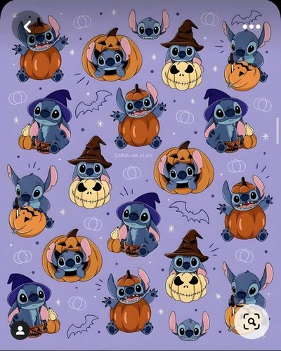 stitchers with pumpkins and jack - o'- lanterns on them, all in different colors Preppy Stitch Halloween Kawaii Kawaii Cute Stitch Halloween, Stitch Fall Background, Stitch Halloween For Ipad, dark gray