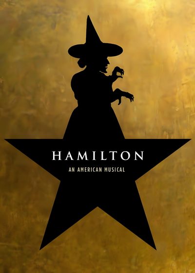 the silhouette of a wizard on top of a star with text that reads, hamilton an american musical Hamilton Halloween Wizards 1977 Peace, Wizards Film 1977, The Wizard Of Oz Dvd, Wizard Of Oz, saddle brown