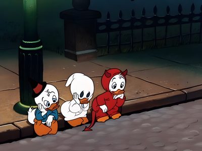 three cartoon characters sitting on the ground in front of a street light Ducktales Ghosts Of Halloween Halloween Desktop, Days Till Halloween, Tatuagem De Lua, dark slate gray