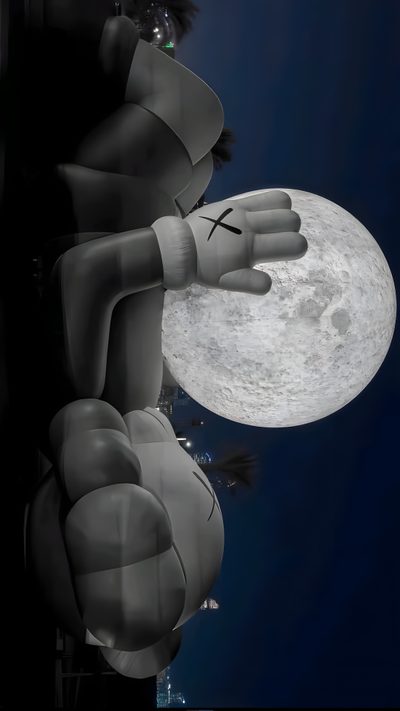 an image of a cartoon character holding the moon Halloween Kaws Nike, black