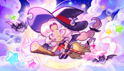 two cartoon mice sitting on top of a wooden sleigh in front of stars Crk Halloween Cake Witch Crk, Cream Soda Cookie Run Pfp, Cream Soda Cookie, Pink Lemonade Cookie Run, thistle