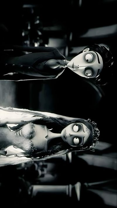 two dolls that are sitting next to each other Halloween Corpse Bride Corpse Bride Movie, Emily Corpse Bride, Don Pablo, Ipad, Tim Burton Corpse Bride, black