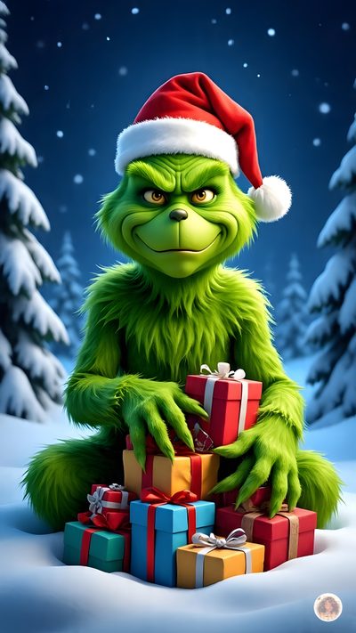 the grinch is sitting in front of presents Halloween Grinch Xmas Quotes, Grinch Christmas, Baby Grinch, Dashing Through The Snow, dark slate gray
