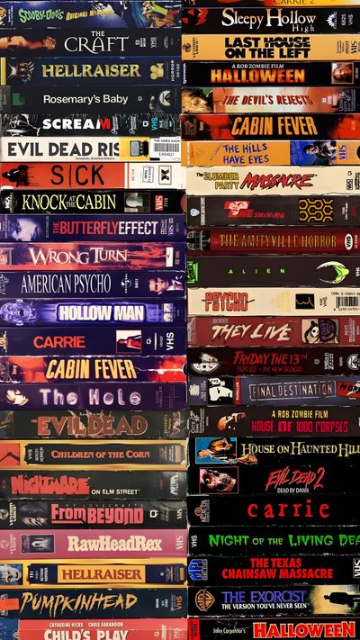 a pile of books stacked on top of each other Vhs Halloween Vintage Horror Movie, Horror Movies Aesthetic, It Aesthetic, dark slate gray