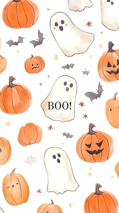 halloween pumpkins and ghost faces with the words boo on them Halloween Boo Halloween Orange White Cute Halloween For Ipad, Halloween For A Ipad, Ipad Halloween, snow