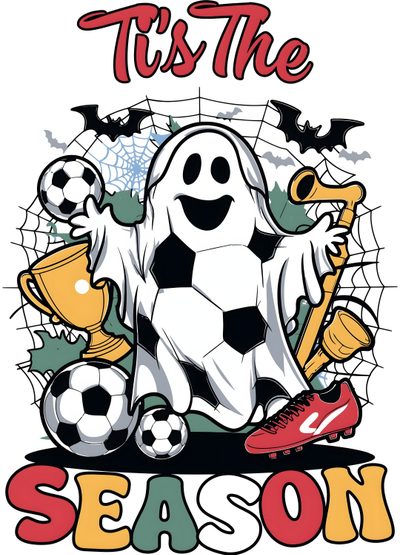 a soccer poster with the words tis the season Halloween Soccer Halloween Soccer, Soccer Halloween Jokes, Halloween Football Poster Ideas, white smoke