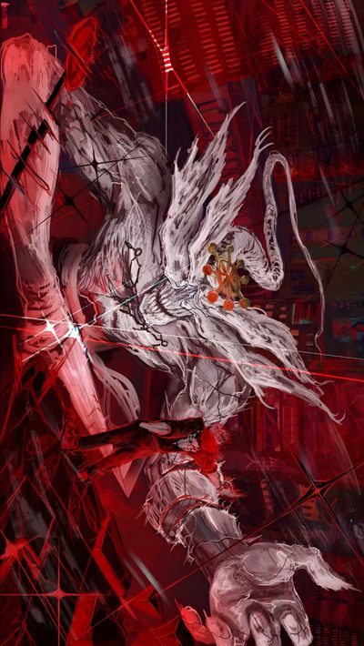 an artistic painting with red and white colors Sukuna Halloween Thukuna Background, Mahoraga Vs Sukuna Art, Sukuna Domain Sketch, maroon