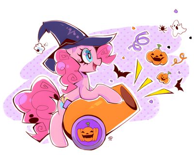 an image of a pinkie pony with pumpkins on it's back and witches flying around Pinkie Pie Halloween Halloween Pinkie Pie, Mlp Halloween Pfp, Pinkie Pie Pumpkin, Mlp Halloween Icons, snow