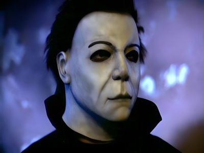 an image of a man with black makeup Halloween Resurrection Michael Myers Face 2007, Michael Myers Without Mask, Michael Myers Eyebrows, dark slate blue