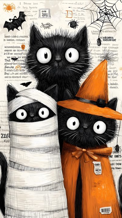 Creepy Costumes, Horror Party, Halloween Wallpaper Cute, Art Halloween, Halloween Wallpaper Iphone, Halloween Artwork, Black Cat Art, Cat Artwork, Halloween Backgrounds Halloween Cat For Walls Creepy Costumes, Horror Party, Halloween Cute, Art Halloween, Halloween Iphone, tan