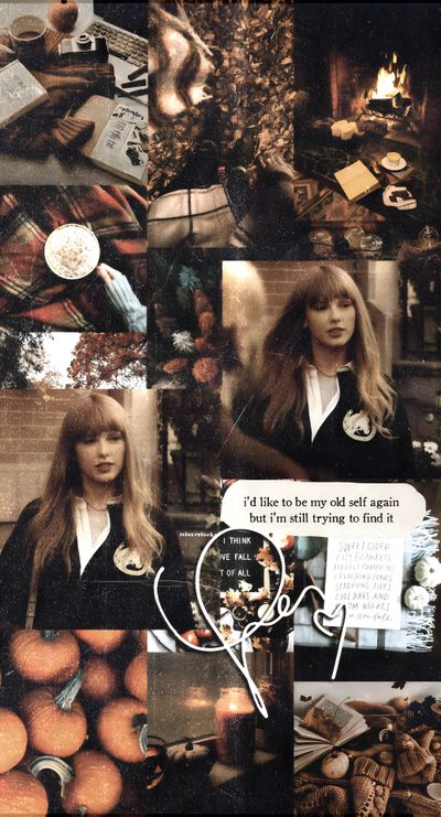 the collage has many different pictures and words on it Aesthetic Taylor Swift Halloween Taylor Swift Fall Iphone, Thanksgiving Taylor Swift, Fall Aesthetic Taylor Swift, dark olive green
