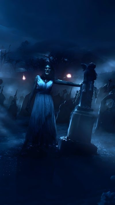 a creepy woman standing in the middle of a graveyard at night with her arms outstretched Halloween Taylor Swift Taylor Swift, Taylor Swift Album, Taylor Swift Fan, Halloween, midnight blue