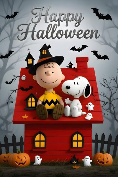 a charlie brown halloween scene with pumpkins and jack - o'- lanternes Happy Halloween Charlie Happy Cute Snoopy Cute Happy Halloween Images, Happy Halloween Snoopy Halloween, Snoopy Halloween Happy Birthday, dim gray