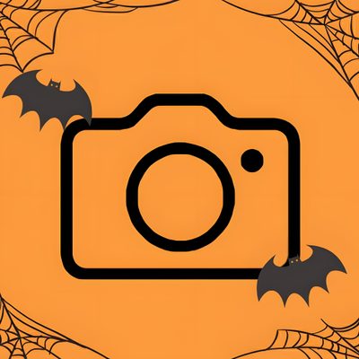 a camera with bats on the screen Halloween App Icons Halloween Iphone Icons, Instagram App Icon, Halloween App Icons Aesthetic, coral